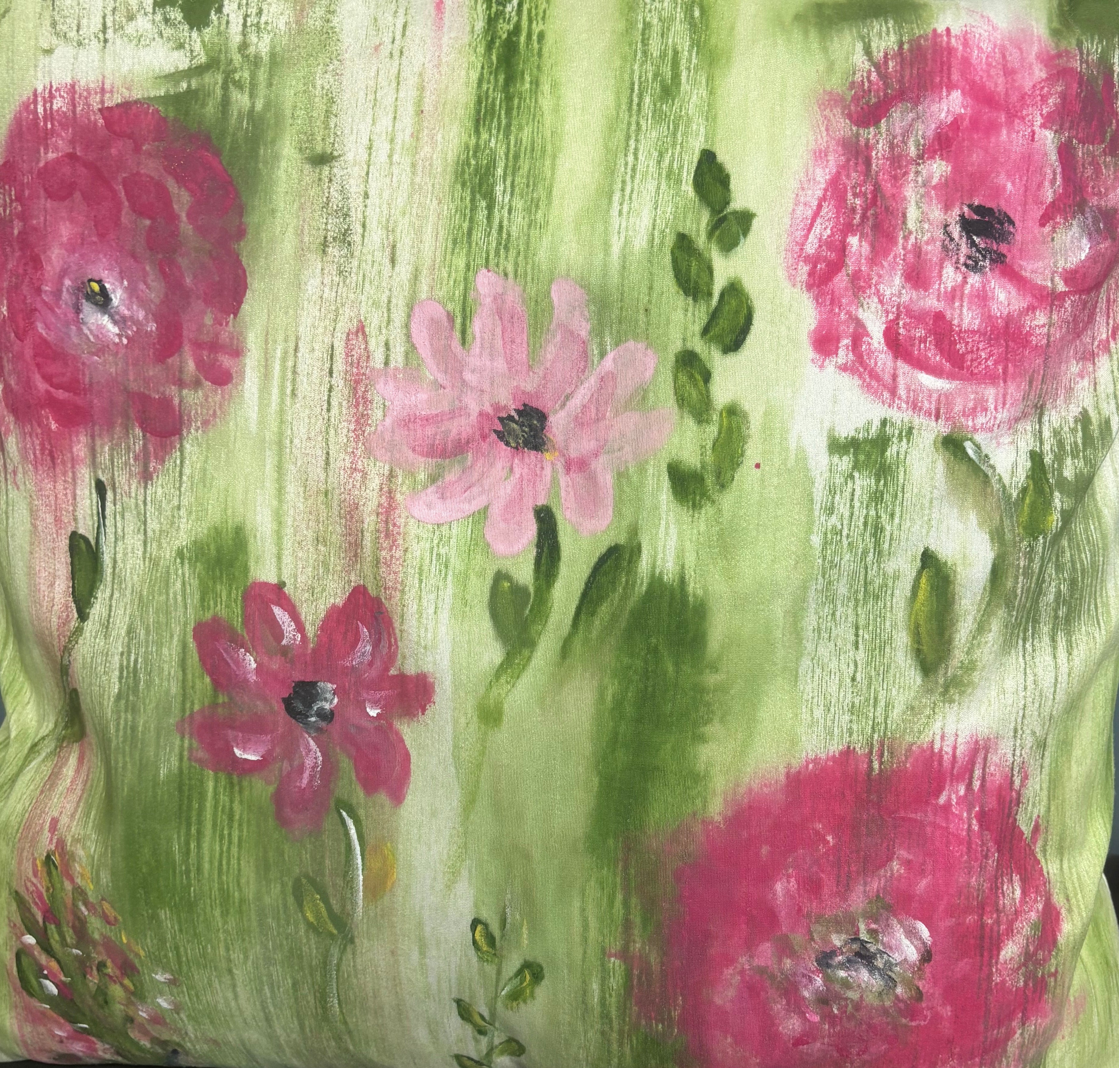 Large hand painted cushion